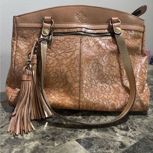 Patricia Nash Floral Embossed Tan Shoulder Bag
